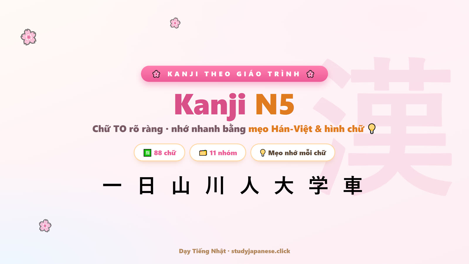 Kanji N5 — trọn bộ 88 chữ